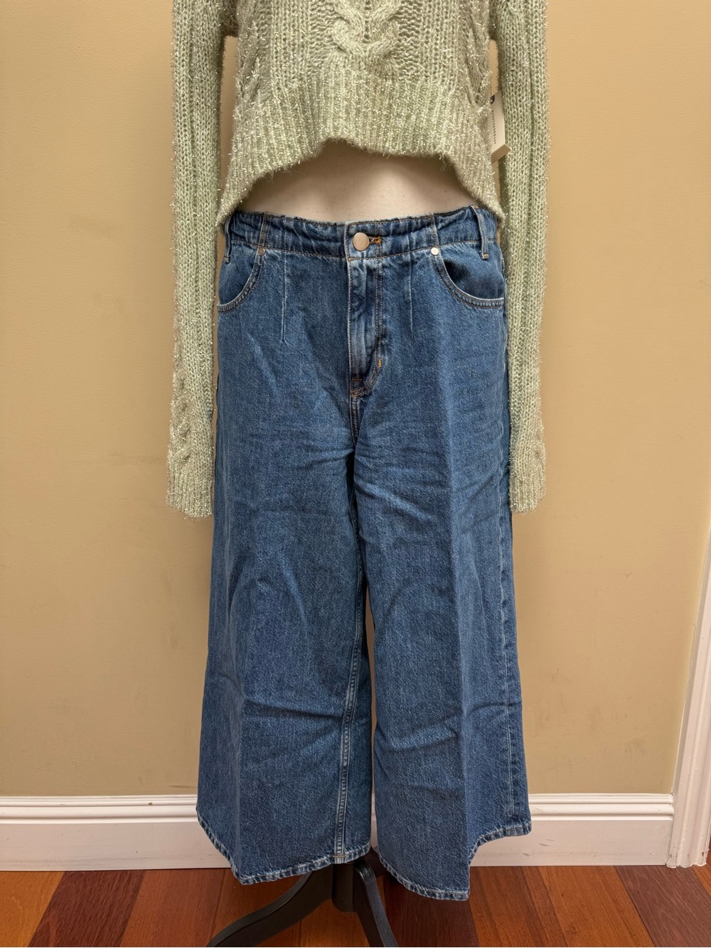 Pilcro Wide-Leg Mid-Rise Blue Denim Jeans